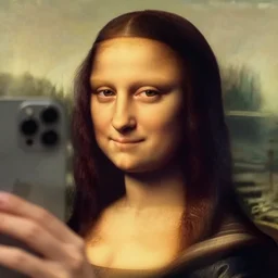face close - up small chin monalisa face mixed with female influencer face in gym instagram selfie photo staring at camera with curly hair in gym photo by annie leibovitz # gym # photography # beauty