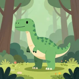 an illustration of a dinosaur 0 qc 6 in the woods, trending on artstation, central composition, very cartoon, shape focus, high detailed, by anton fadeev h 5 1 x