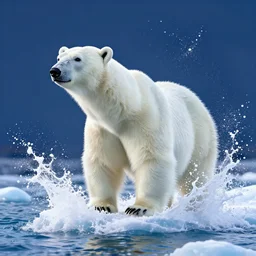 polar bear snow within a few kilometres of the coastline splash art graphic design color splash high contrasting art, fantasy, highly detailed, art by greg rutkowski