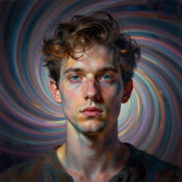 man, one with the universe, psychedelic art, optical illusion, unreal, surreal