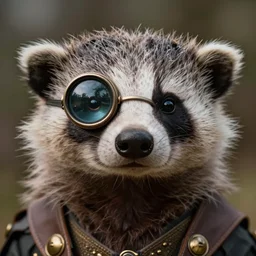 closeup portrait of steampunk weazle wearing a monocle, depth of field, zeiss lens, detailed, symmetrical, centered, fashion photoshoot, by Annie Leibovitz and Steve McCurry, David Lazar, Jimmy Nelsson, Breathtaking, 8k resolution, extremely detailed, beautiful, establishing shot, artistic, hyperrealistic, beautiful face, octane render