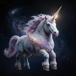 a spherical unicorn in a deep space with the spiral galaxy on its horn, 4 k ultra realistic
