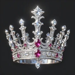 a beautiful photorealistic queen's crown design made of platinum glowing in sparkles with heavenly notes neo rococo, diamond and ruby, highly detailed sailor moon aesthetic, fantasy, intricate, elegant, highly detailed, digital painting, artstation, concept art, matte, sharp focus, illustration, in the style of aetherpunk