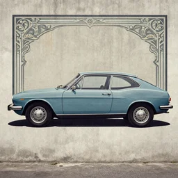 yugo car against concrete wall as pop art, matte painting, hyperdetailed, coherent, art nouveau, beautiful render, concept art by mimmo rotella and paul robertson