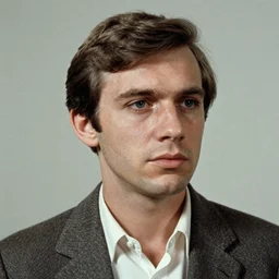 A photograph portrait of Jerma985 with short-medium length hair a combover wearing early 1970s menswear in the early 1970s, taken in the early 1970s, grainy, taken on a 1970s Kodak Camera, realistic, hyperrealistic, very realistic, highly detailed, very detailed, extremely detailed, detailed, digital art, trending on artstation, colorized photo