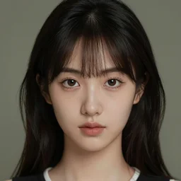 portrait of a young woman with square eyes