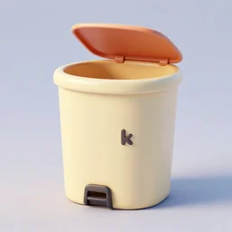 cute cozy trash bin. 3 d. 8 k. 4 k. uhd. miniature digital asset. symmetrical.