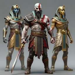 kratos the god of war as an egyptian king by alex gray and android jones, karol bak, ayami kojima, amano, moebius, concept art, character design, fantasy, 3 d, 8 k resolution