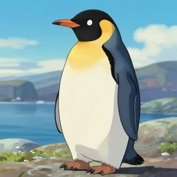 Warrior penguin, style of Makoto Shinkai