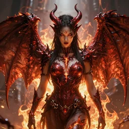 dramatic portrait by artgerm and loish, rhads, stunning artwork, demon, devil with wings, fiery