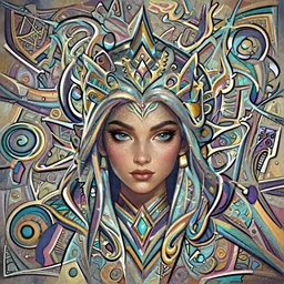 head-on symmetrical centered painted portrait, Maya Ali as a mage, matte painting Arcane DOTA League of Legends pixar, maya engine on stylized background splash comics global illumination lighting artstation, by RHADS, Lois van baarle, ilya kuvshinov, rossdraws
