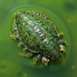 tardigrade floating in green slime. finely detailed skin with celluar glossy facets