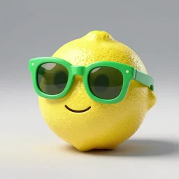lemon with green sunglasses 3d emoji, blender