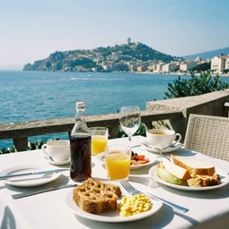 breakfast on an island in italy, disposable film, 3 5 mm, analog, kodak