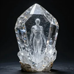 a huge crystal with an human inside