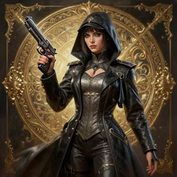 female plague doctor holding a pistol, artstation, unreal engine, by wlop, painting, 8 k, cinematic lighting, global illumination, insanely detailed and intricate, hypermaximalist, elegant, ornate, hyper realistic, super detailed