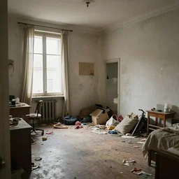very messy appartement, photorealistic