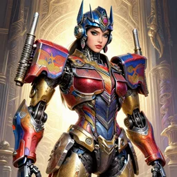 studio portrait of legitimate kind colorful female divine mech paladin transformers absurdly beautiful, elegant, young sexy elegant woman, super fine surreal detailed facial illustration by kim jung gi, iraq nadar, intricate lines, clear focus, vivid colors, matte, octopath voyager, final fantasy, unreal engine highly rendered, global illumination, radiant light, intricate environment