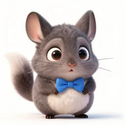 very cute disney pixar chinchilla wearing a bow tie, detailed fur, concept artwork, 3 d render official art, zootopia, cartoony, adorable design, disney disney, large eyes, whiskers hq, artstationhd