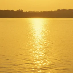 A lake of pure gold, by Greg Rutkowski