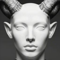 highly detailed symetric black and white photography of a face with pointed horns and tentacles, beautiful, dark, art by durero, illustration
