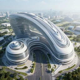 A mega arcology, aerial view