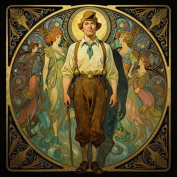 captain haddock from tintin, art nouveau. symmetry, fantasy, intricate, elegant, highly detailed, colorful, dark colors, dramatic shadow, digital painting, artstation, concept art, art by artgerm and greg rutkowski and ruan jia and simon cowell