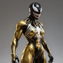 female gold and black venom, naturel, hyper detailed, digital art, trending in artstation, cinematic lighting, studio quality, smooth render, unreal engine 5 rendered, octane rendered, art style by klimt and nixeu and ian sprigger and wlop and krenz cushart