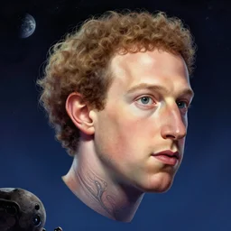 A floating head of mark zuckerberg as an alien in space, fantasy art, in the style of artgerm, illustration, epic, fantasy, intricate, hyper detailed, artstation, concept art, smooth, sharp focus, ray tracing, vibrant, artgerm, award winning art, ray tracing