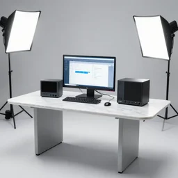 enterprise workflow engine, marble table, product photo, studio lighting