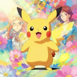 a vibrant emotional animation key shot of cute pokemon mew, studio ghibli, pixar and disney animation, sharp, disney concept art maximalist splatter paint illustration by shinji kimura and alphonse mucha and alena aenami, pastel color palette, bloom!!, dramatic lighting