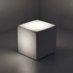 a cube in a room with one light, octane render, 8 k