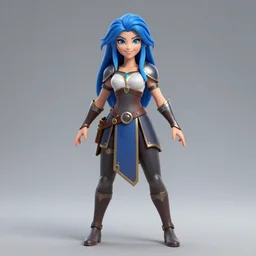 female warrior, fantasy setting, smile, symmetrical eyes, blue hair, symmetrical face, full body action pose, gustav klimt, loish