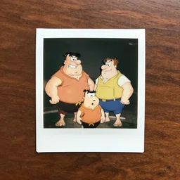 a Polaroid photo of the Flintstones family