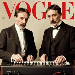 Nikola Tesla and Aphex Twin on the moog synthesizer, Vogue cover