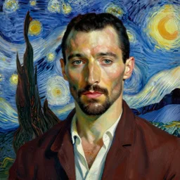 dali, escher and van gogh mashup, portrait of freddy mercury