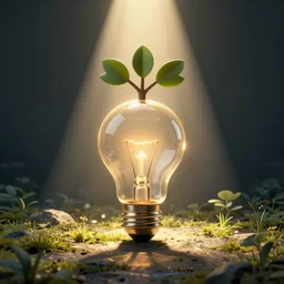 icon of a lightbulb with branches growing out of the top of the lightbulb