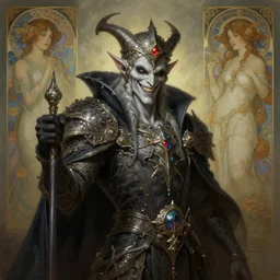 flowerpunk necromancer lord with a mischievous smile, unreal, fantasy, intricate, elegant, dramatic, highly detailed, photorealistic, digital painting, painterly, artstation, concept art, smooth, sharp focus, art by john collier and krenz cushart and artem demura and alphonse mucha and albert aublet