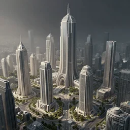matte painting of an utopian city