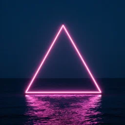 neon pyramid in the sea