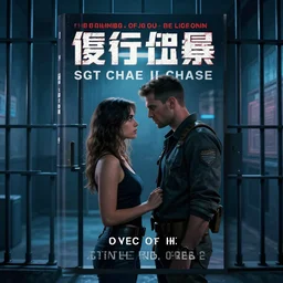 book cover of a novel featuring sgt chase meeting the love of his life in jail, cyberpunk setting, 4 k resolution