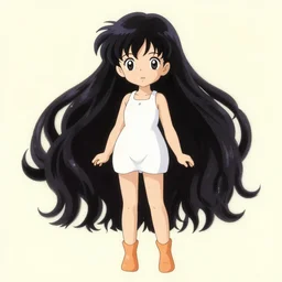 anime style, vivid, expressive, full body, 4 k, painting, a cute magical girl with a long wavy black hair, stunning, realistic light and shadow effects, centered, simple background, studio ghibly makoto shinkai yuji yamaguchi