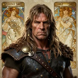 a highly detailed matte portrait of patrick stewart as conan the barbarian, art by john collier and albert aublet and krenz cushart and artem demura and alphonse mucha, volumetric lighting, octane render, 4 k resolution, trending on artstation, masterpiece