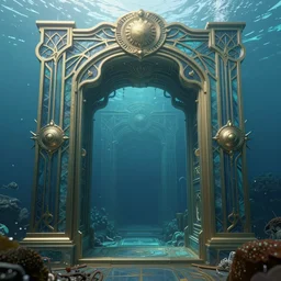 underwater, high definition ultra detail, art nouveau, octane render 3 d, portal on other world, cinematic composition + volumetric lighting