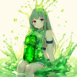 anime girl being liquified into mtn dew