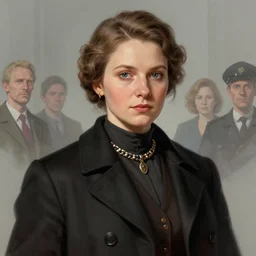 portrait of young leader nadezhda konstantinovna krupskaya as a doomguy, hd shot, digital portrait, beautiful, artstation, comic style, by artgerm, guy denning, jakub rozalski, magali villeneuve and charlie bowater