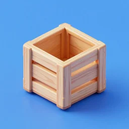 cubby isometric wooden crate 3 d icons for mobile game, stylized, blue scheme, octane render