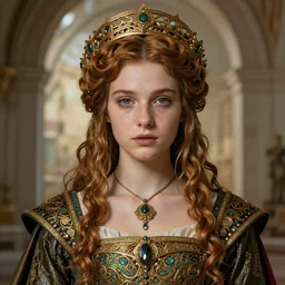 beautiful young medieval queen by magali villeneuve, iris van herpen, jean delville, james jean, innocent youthful face, art nouveau, visionary, symbolist, detailed face portrait octane render, ornate garments, beautifully lit