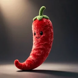 plushie of a chili, movie still, cinematic lighting, dramatic, octane render, long lens, shallow depth of field, bokeh, anamorphic lens flare, 8 k, hyper detailed, 3 5 mm film grain