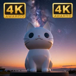 sculpture of nyancat, milky way sunset, photograph, 4 k, award - winning, hq